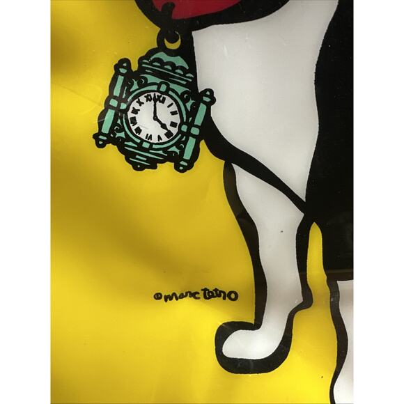Marc Tetro Boston Terrier Dog Vinyl Purse Tote Yellow And Black CHICAGO - Picture 2 of 6